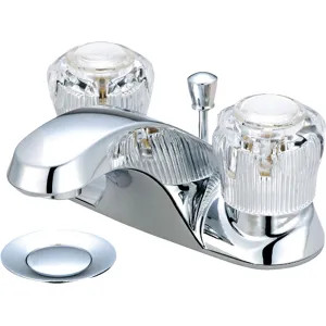 Pioneer 3LG102B Pioneer Legacy Centerset Bathroom Faucet with 50/50 Pop-Up Drain, Two-Handle, 1.5 GPM, Acrylic Knob Handle, PVD Polished Chrome, Tract Pack - 3LG102B