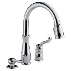 Delta 978-SD-DST Delta Leland Single-Handle Kitchen Pull-Down Faucet w/ Soap Dispenser, 3 Hole, Chrome - 978-SD-DST