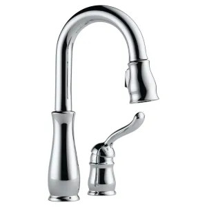 Delta 9978-DST Delta Leland Single Handle Pull-Down Bar/Prep Faucet, 2 Hole, Chrome - 9978-DST