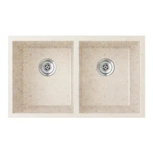 Swanstone QU03322SQ.076 Swanstone QUSQ-3322-076 Undermount Double Bowl Sink, 32