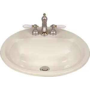 Mansfield 267-1-BISC Mansfield Maverick II Drop-In Lavatory, 20in x 17in, Oval, 1 Hole, Biscuit - 267-1-BISC