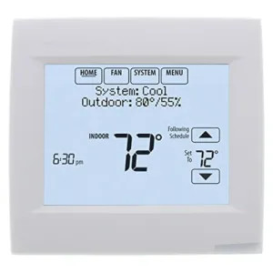 Honeywell TH8110R1008 Honeywell 24V, 750mV, 1 Heat/1 Cool Conventional, Large Display, Keypad Lockout, Premier White, Touchscreen, VisionPRO 8000 Thermostat with RedLINK - TH8110R1008 