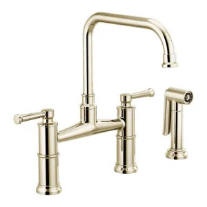 Brizo 62525LF-PN Brizo Artesso Two-Handle Bridge Kitchen Faucet w/ Side Spray, Polished Nickel - 62525LF-PN
