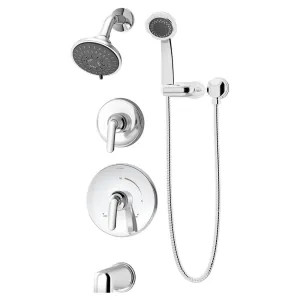 Symmons 5506-TRM Symmons Elm Tub/Shower Faucet with 5-Mode Showerhead, 3-Mode Hand Shower, 2 Handles, Non-Diverter Tub Spout, 2 GPM, Polished Chrome - 5506-TRM
