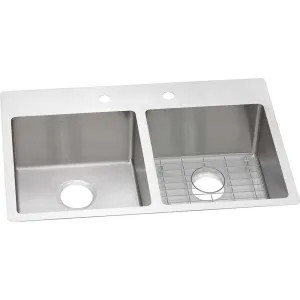 Elkay ECTSR33229BG2 Elkay ECTSR33229BG2 Crosstown Stainless Steel Equal Double Bowl Dual Mount Sink Kit