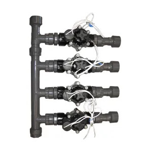 Commodity 4-Valve Sprinkler Manifold Setup with Flow Control - Weathermatic 1