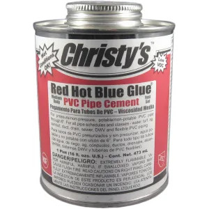 Christy's  Christy's Red Hot Blue Glue PVC Pipe Cement, Medium Body, Fast Set, Pint, RH-RHBG-PT-24