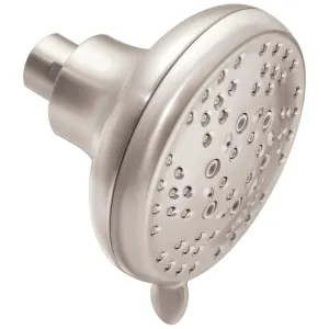 Moen CL26500BN Moen Five-Spray Function Shower Head, 2.5 GPM, 4in Spray Face Diameter, Wall-Mount Fixed Installation, Round, Brushed Nickel - CL26500BN