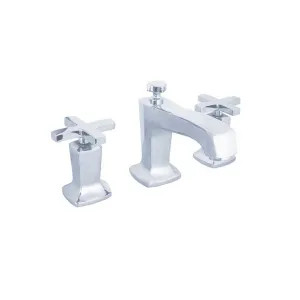 Kohler 16232-3-CP Kohler Margaux Two-Handle Polished Chrome Widespread Bathroom Faucet with Pop-Up Drain, 1.2 GPM, Cross Handle, Three-Hole, Metal  - K-16232-3-CP