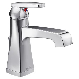 Delta 564-MPU-DST Delta Ashlyn Deck-Mount Chrome Lavatory Faucet with Red/Blue Indicators, Metal Pop-Up, 1.2 GPM, Single-Handle, DIAMOND Seal - 564-MPU-DST