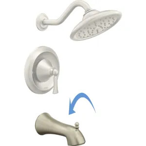 Moen 175385BN Moen Wynford Wall Mounted Brushed Nickel Tub Spout with Pull-Up Diverter, Slip Fit, 1/2-inch Connection Size - 175385BN