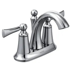 Moen 4505 Moen Wynford Two-Handle Centerset Chrome Bathroom Faucet with Metal Pop-Up Drain, 1.2 GPM, Lever Handles, WaterSense, ADA - 4505