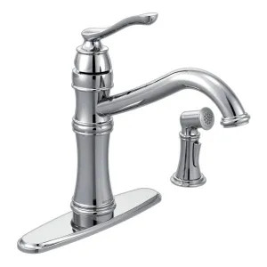 Moen 7245C Moen Belfield Single Handle High Arc Kitchen Faucet w/ Side Spray, Chrome - 7245C