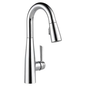 Delta 9913-DST Delta Essa Single Handle Pull-Down Bar/Prep Faucet, Chrome - 9913-DST