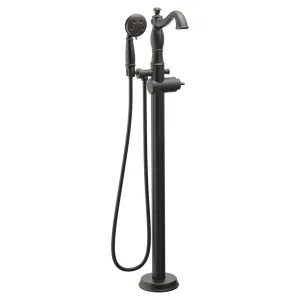 Delta T4797-RBFL-LHP Delta Cassidy Single-Handle Freestanding Tub Filler Trim with 1.75 GPM Three-Setting Hand Shower, H2Okinetic, Hook Spout, Less Handle, Venetian Bronze - T4797-RBFL-LHP