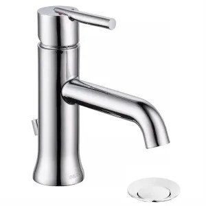 Delta 559LF-MPU Delta Trinsic Tube Spout Chrome Lavatory Faucet with Escutcheon, Metal Pop-Up, 1.2 GPM, Single-Handle, Lever Handle - 559LF-MPU