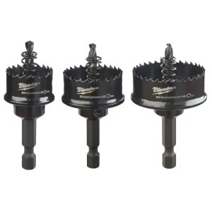 Milwaukee 49-22-4800 Milwaukee 49-22-4800 Hole Saw Set, 3 Pieces, 1/4 in Hex Shank, Variable Pitch Teeth