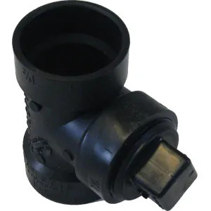 Commodity 1-1/2-inch ABS Cleanout Tee with Plug, ABS Construction, Black Finish