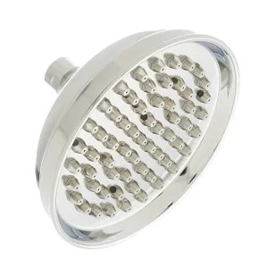 Jones Stephens S01084 Jones Stephens 6in Round Shower Head with Tips, 1/2in Swivel Connection, 2.5 GPM, 80 PSI, Chrome Plated - S01084