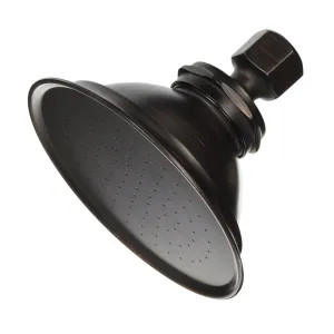 Jones Stephens S0187WB Jones Stephens 5-inch Wall Mount Round Shower Head, 1/2-inch Swivel Connection, 2.5 GPM, 80 PSI, Old World Bronze - S0187WB