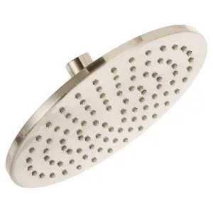Jones Stephens S0192BN Jones Stephens 8in Round Contemporary Rain Shower Head with Grey Rubber Tips, 2.5 GPM, Brushed Nickel - S0192BN