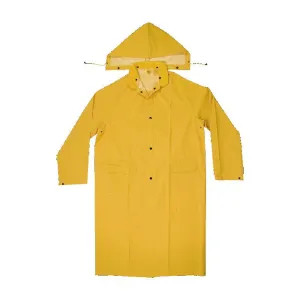CLC R105L Climate Gear R105L 2-Piece Heavyweight Rain Trench Protective Coat, Large, PVC, Yellow