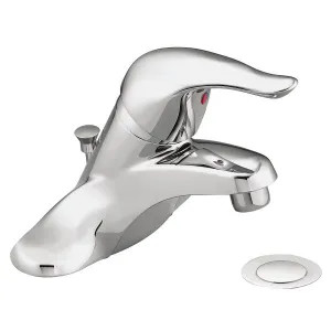 Moen L64625 Moen Chateau Single-Handle Low Arc Chrome Centerset Bathroom Faucet with 50/50 Pop-Up Drain, 1.5 GPM, ADA Lever Handle, Three-Hole, Bulk Pack - L64625