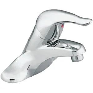 Moen L64600 Moen Chateau Single-Handle Low Arc Chrome Centerset Bathroom Faucet, 1.2 GPM, ADA Lever Handle, Three-Hole, Less Drain, Bulk Pack - L64600