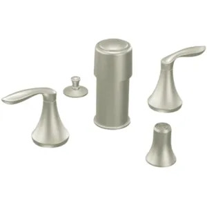 Moen T5220BN Moen Eva Two-Handle Bidet Faucet with Diverter and Metal Pop-Up, Lever Handles, 4-Hole, Brushed Nickel - T5220BN 