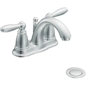 Moen 66610 Moen Brantford Two-Handle Centerset Bathroom Faucet with 50/50 Pop-Up Drain, 1.2 GPM, ADA Lever Handle, WaterSense, Bulk Pack, Chrome - 66610