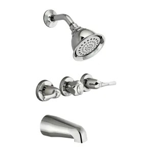 Moen 82403EP Moen Adler Volume Control Tub/Shower Faucet, 2.0 GPM, 1-Function, Three-Handle, WaterSense, Chrome - 82403EP 