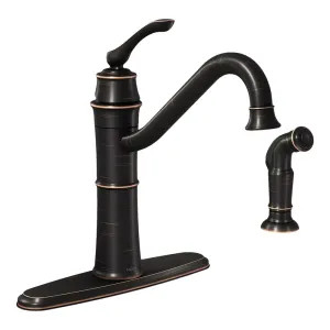 Moen 87999BRB Moen Wetherly Single Handle Kitchen Faucet w/ Side Spray, Lever Handle, Mediterranean Bronze - 87999BRB