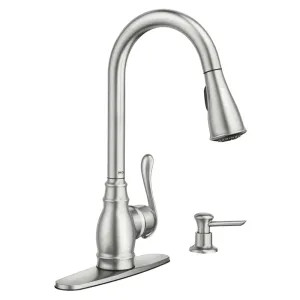 Moen CA87003SRS Moen Anabelle Single Handle Pull-Down Kitchen Faucet w/ Soap Dispenser, Spot Resist Stainless - CA87003SRS