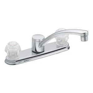 Moen CA87685 Moen Adler Two-Handle Kitchen Faucet, Crystal Knobs, Chrome - CA87685