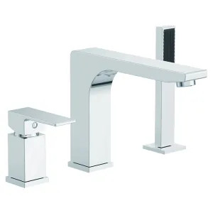Ultra Faucets UF65510 Ultra Faucets Icon Single-Handle Roman Tub Faucet with Hand Shower, 3-Hole, Metal Lever Handle, ADA, Chrome - UF65510