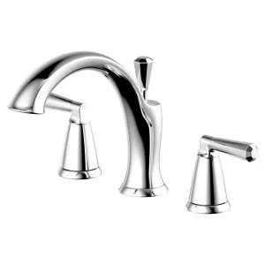 Ultra Faucets UF65400 Ultra Faucets Z Collection Two-Handle Deck-Mount Roman Tub Faucet Trim, 3-Hole, Lever Handles, ADA, Chrome - UF65400