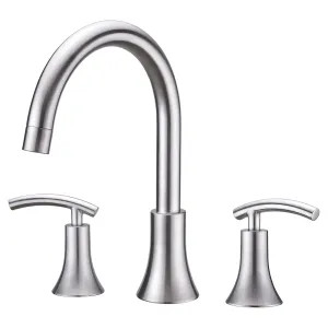 Ultra Faucets UF65103 Ultra Faucets Sweep Two-Handle Deck-Mount Roman Tub Faucet, 3-Hole, NEOPERL Stream, Lever Handles, ADA, Brushed Nickel - UF65103