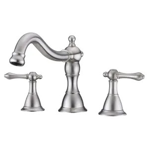 Ultra Faucets UF65003 Ultra Faucets Prime Two-Handle Deck-Mount Roman Tub Faucet, 3-Hole, NEOPERL Stream, Lever Handles, Brushed Nickel - UF65003