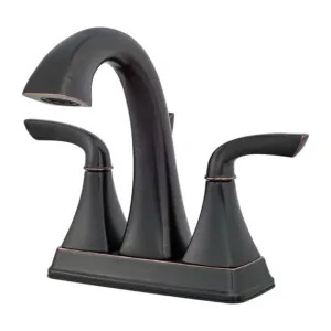 Pfister LG48-BS0Y Pfister Bronson Centerset Bathroom Faucet with Metal Pop-Up, Two-Handle, 1.2 GPM, Lever Handle, TiteSeal, Pforever Seal, Tuscan Bronze - LG48-BS0Y