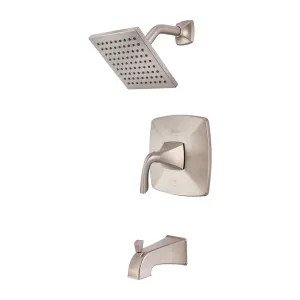 Pfister LG89-8BSK Pfister  Bronson Single Lever Handle Brushed Nickel Raincan Tub and Shower Trim Kit, QuickConnect Spout, SecurePfit, 1.8GPM - LG89-8BSK