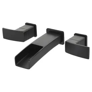 Pfister LG49-DF1B Pfister Kenzo Widespread Wall-Mount Bathroom Faucet, Trough Spout, Two-Handle, 1.2 GPM, Lever Handle, Less Pop-Up Drain, Matte Black - LG49-DF1B
