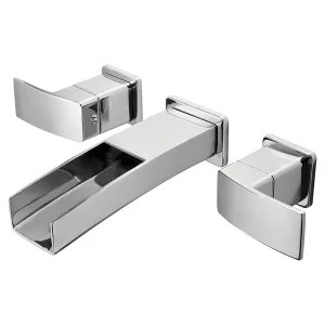 Pfister LG49-DF1C Pfister Kenzo Widespread Wall-Mount Bathroom Faucet, Trough Spout, Two-Handle, 1.2 GPM, Lever Handle, Less Pop-Up Drain, Polished Chrome - LG49-DF1C