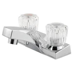 Pfister LG143-5002 Pfister Pfirst Series Low-Arc Centerset Bathroom Faucet, Two-Handle, 1.2 GPM, Acrylic Knob Handle, Less Pop-Up, Polished Chrome - LG143-5002