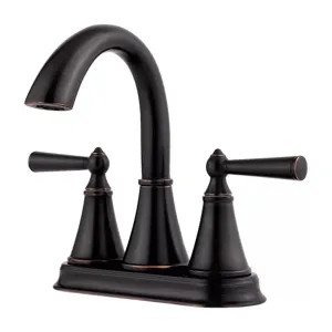 Pfister LG48-GL0Y Pfister Saxton Centerset Bathroom Faucet with Push and Seal Drain, Two-Handle, 1.2 GPM, Lever Handle, ADA, Pforever Seal, Tuscan Bronze - LG48-GL0Y