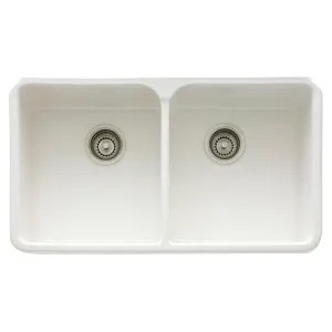 Franke MHK720-31WH Franke MHK720-31WH Double Bowl Apron Front Fireclay Apron Front Sink - White