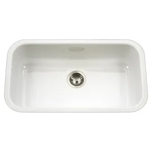 Houzer PCG-3600 WH Houzer PCG-3600 WH - Houzer PCG-3600 WH Porcela Series Porcelain Enamel Steel Undermount Large single-bowl Kitchen Sink, White