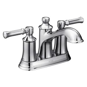 Moen 66802 Moen Dartmoor Two-Handle Centerset Chrome Bathroom Faucet with Metal Pop-Up Drain, 1.2 GPM, Lever Handles, WaterSense, ADA, Bulk - 66802