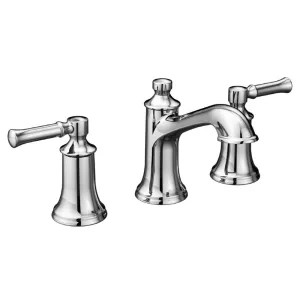 Moen T6805 Moen Dartmoor Two-Handle Widespread Bathroom Faucet, 1.2 GPM, 60 PSI, WaterSense, Lever Handles, Three-Holes, Chrome - T6805