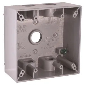 Bell 5337-0 Bell 5337-0 2-Gang Weatherproof Box w/ Five Threaded Outlets - Gray