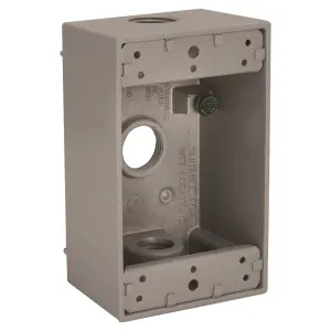Hubbell 5320-0 Hubbell 5320-0 Gray Single-Gang Outlet Box with Three Threaded Outlets